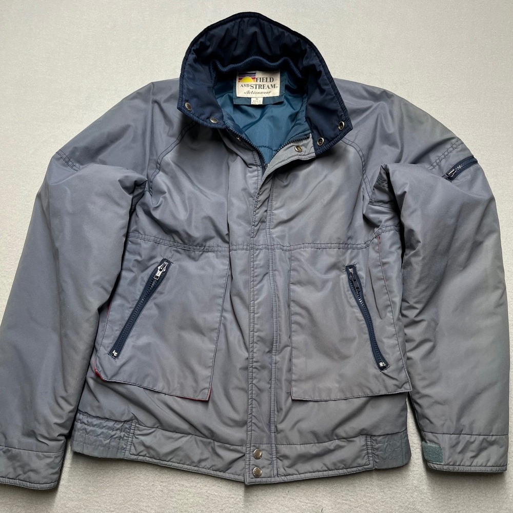 VTG 70's Field and Stream Bomber Jacket Men Gray Nylon Classic pilot Military